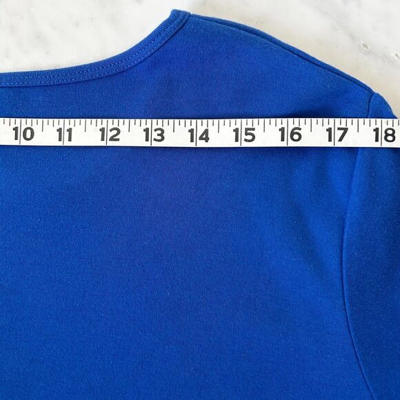 Quacker Factory Royal Blue Snowflake Embellished Knit Top 3/4 Sleeve-Women's 1X - Picture 8 of 10